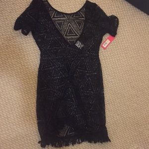 Low back with tassel trim beach coverup
